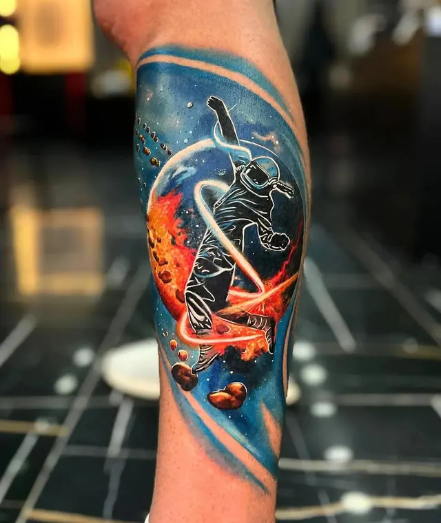 Cosmic Drift — Burak Işık dövme çalışması